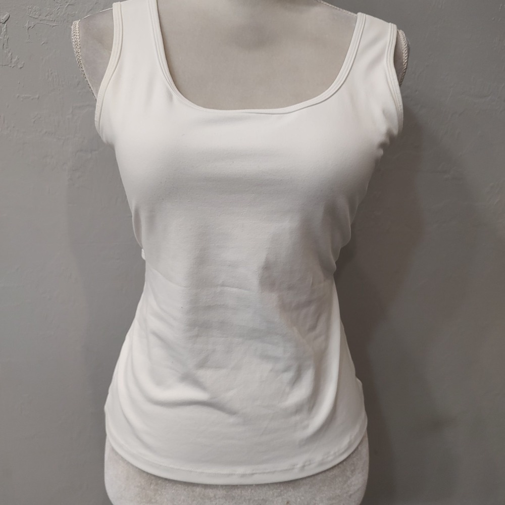 HALARA White Cross Back Crop Top Sz Medium Long Athleisure Built Bra Light Pad - Picture 4 of 9